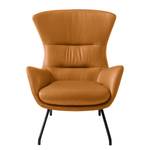 Fauteuil Hepburn II Cuir véritable - Noir - Cuir véritable Neka Cognac - Cuir véritable Neka : Cognac - Noir