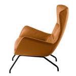 Fauteuil Hepburn II Cuir véritable - Cuir véritable Neka : Cognac - Noir