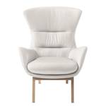 Fauteuil Hepburn I echt leer - Echt leer Neka: Wit - Lichte eikenhouten