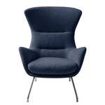 Sessel Hepburn II Webstoff - Webstoff Milan: Dunkelblau - Chrom matt