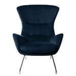 Fauteuil Hepburn II Velours - Velours Shyla: Bleu foncé - Chrome brillant