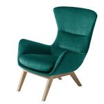 Fauteuil Hepburn I Velours - Chêne clair - Tissu Shyla Pétrol - Velours Shyla: Pétrol - Chêne clair