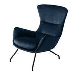 Fauteuil Hepburn III fluweel - Velours Shyla: Donkerblauw - Zwart