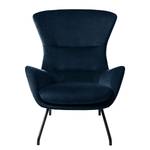 Fauteuil Hepburn II Velours - Velours Shyla: Bleu foncé - Noir