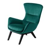 Fauteuil Hepburn I fluweel - Velours Shyla: Petrolblauw - Zwart