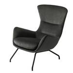 Fauteuil Hepburn III fluweel - Velours Shyla: Rookgroen - Zwart