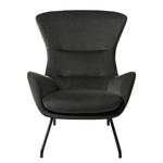 Fauteuil Hepburn III fluweel - Velours Shyla: Rookgroen - Zwart