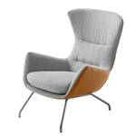 Fauteuil Hepburn II Tissu / Cuir véritable - Chrome mat - Gris clair / Cognac - Gris clair / Cognac - Chrome mat