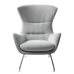 Fauteuil Hepburn II Tissu / Cuir véritable - Chrome - Gris clair / Noir - Gris clair / Noir - Chrome brillant