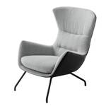 Fauteuil Hepburn II Tissu / Cuir véritable - Gris clair / Noir - Noir