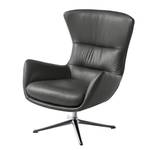 Fauteuil Hepburn III Cuir véritable - Cuir véritable Neka : Gris - Chrome brillant