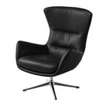 Fauteuil Hepburn III Cuir véritable - Cuir véritable Neka : Noir - Chrome brillant