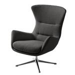 Fauteuil HEPBURN met kruisvoet geweven stof - Geweven stof Milan: Antraciet - Chroomkleurig glanzend