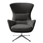 Fauteuil HEPBURN met kruisvoet geweven stof - Geweven stof Milan: Antraciet - Chroomkleurig glanzend