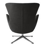 Fauteuil HEPBURN met kruisvoet geweven stof - Geweven stof Milan: Antraciet - Chroomkleurig glanzend