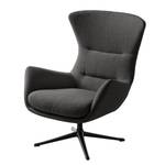 Fauteuil HEPBURN met kruisvoet geweven stof - Geweven stof Milan: Antraciet - Zwart