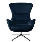 Fauteuil HEPBURN met kruisvoet fluweel - Velours Shyla: Donkerblauw - Chroomkleurig glanzend