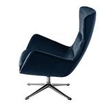 Fauteuil HEPBURN met kruisvoet fluweel - Velours Shyla: Donkerblauw - Chroomkleurig glanzend