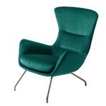 Fauteuil Hepburn III fluweel - Velours Shyla: Petrolblauw - Chroomkleurig mat