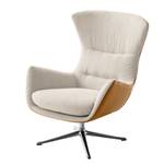 Fauteuil Hepburn III Tissu / Cuir véritable - Aluminium - Beige / Cognac - Tissu Saia / Cuir Neka: Beige / Cognac - Chrome brillant