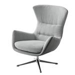 Fauteuil Hepburn III geweven stof/echt leer - Lichtgrijs/Grijs - Chroomkleurig glanzend