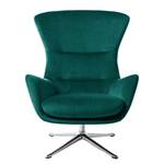 Fauteuil HEPBURN met kruisvoet fluweel - Velours Shyla: Petrolblauw - Chroomkleurig glanzend