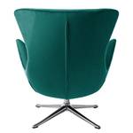 Fauteuil HEPBURN met kruisvoet fluweel - Velours Shyla: Petrolblauw - Chroomkleurig glanzend