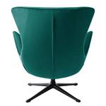 Fauteuil HEPBURN met kruisvoet fluweel - Velours Shyla: Petrolblauw - Zwart