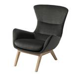 Fauteuil Hepburn I fluweel - Velours Shyla: Rookgroen - Lichte eikenhouten