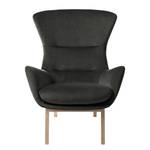 Fauteuil Hepburn I fluweel - Velours Shyla: Rookgroen - Lichte eikenhouten