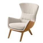 Fauteuil Hepburn I Tissu / Cuir véritable - Tissu Saia / Cuir Neka: Beige / Cognac - Chêne foncé