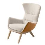 Fauteuil Hepburn I Tissu / Cuir véritable - Chêne clair - Beige / Cognac - Beige / Cognac - Chêne clair