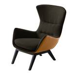 Fauteuil Hepburn I Tissu / Cuir véritable - Noir - Marron-noir / Cognac - Noir