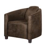 Fauteuil Hineston antieke leerlook - Donkerbruin