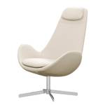 Fauteuil Houston I echt leer Echt leer Neka: Crèmekleurig - Chrome