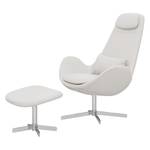 Fauteuil Houston I echt leer Echt leer Neka: Wit - Chrome