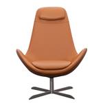 Fauteuil Houston I Cuir véritable Cuir véritable Neka : Cognac - Acier inoxydable