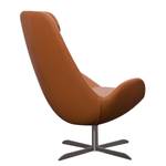 Fauteuil Houston I Cuir véritable Cuir véritable Neka : Cognac - Acier inoxydable