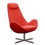 Fauteuil Houston I Cuir véritable Cuir véritable Neka : Rouge - Acier inoxydable