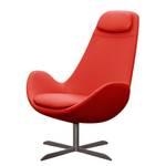 Fauteuil Houston I Cuir véritable Cuir véritable Neka : Rouge - Acier inoxydable