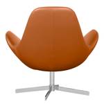 Fauteuil Houston II echt leer Echt leer Neka: Cognackleurig - Chrome