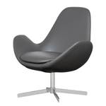 Fauteuil Houston II echt leer Echt leer Neka: Grijs - Chrome