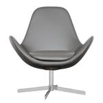 Fauteuil Houston II echt leer Echt leer Neka: Grijs - Chrome