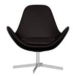 Fauteuil Houston II echt leer Echt leer Neka: Zwart - Chrome