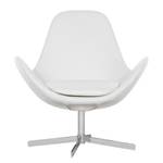 Fauteuil Houston II echt leer Echt leer Neka: Wit - Chrome