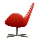 Fauteuil Houston II echt leer Echt leer Neka: Rood - Roestvrij staal