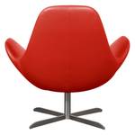 Fauteuil Houston II echt leer Echt leer Neka: Rood - Roestvrij staal