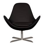 Fauteuil Houston II Cuir véritable Cuir véritable Neka : Noir - Acier inoxydable