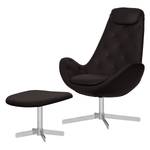 Fauteuil Houston III echt leer Echt leer Neka: Donkerbruin - Chrome