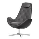 Fauteuil Houston III echt leer Echt leer Neka: Grijs - Chrome